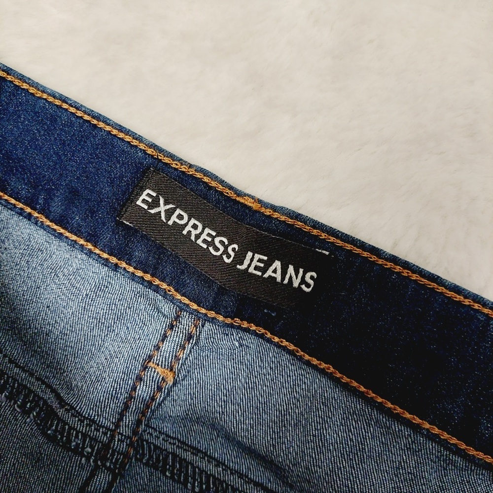 NEW Express Jeans Precision Fit Blue Stretch Denim Mid Rise Skinny Leg P3873 - Picture 7 of 10